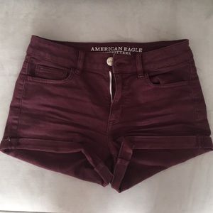 Maroon jean shorts